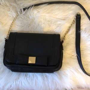 Black and gold bow crossbody